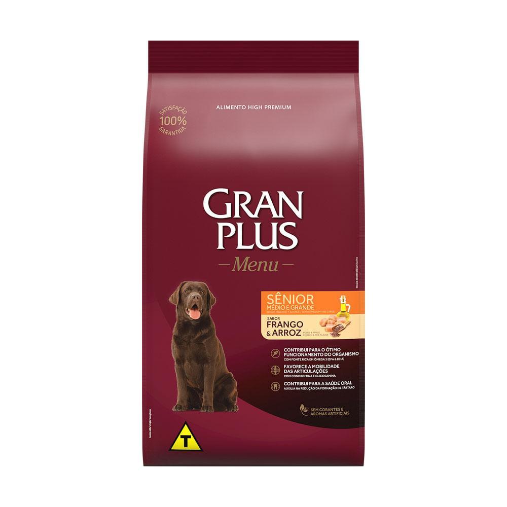 Ração GranPlus Menu Cães Sênior Portes Médio e Grande Frango e Arroz - 1