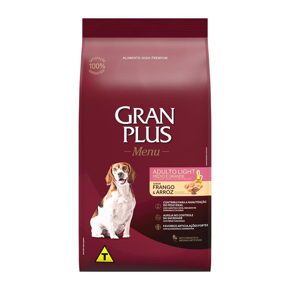 Ração GranPlus Menu Cães Adultos Light Frango e Arroz - 1