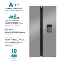 Geladeira 486L Philco Inverter Side by Side Inox PRF504ID