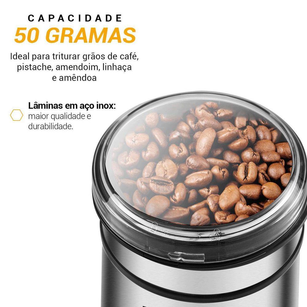 Moedor de Café Philco 50g de grãos 200W Inox Grano Aroma - 2