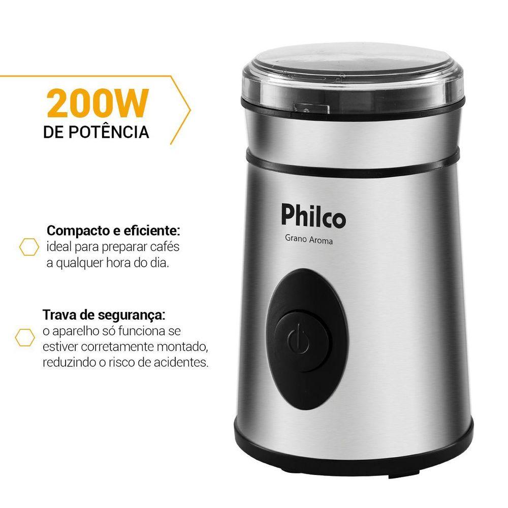 Moedor de Café Philco 50g de grãos 200W Inox Grano Aroma - 3