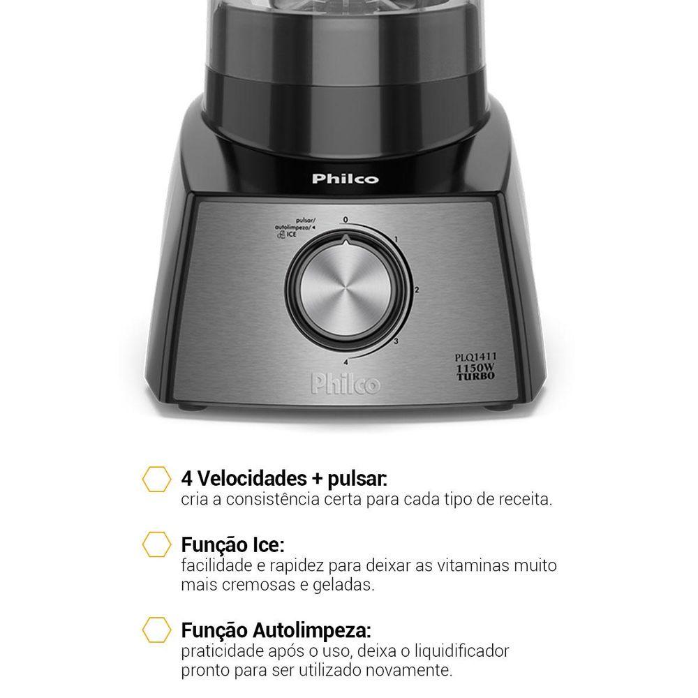 Liquidificador Philco PLQ1411P 4 velocidades 2,7L 1150W - 8