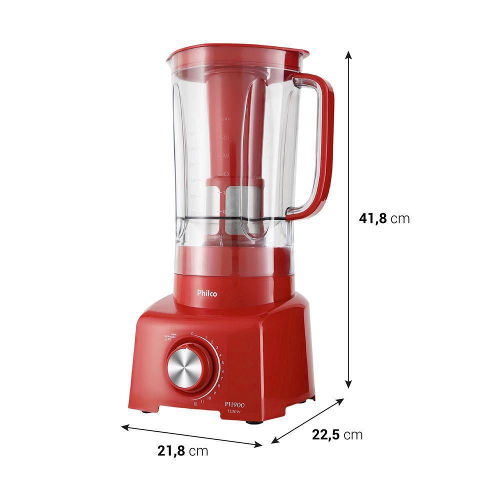 Liquidificador Philco 1200W 3L 12 Velocidades Vermelho PH900 - 5