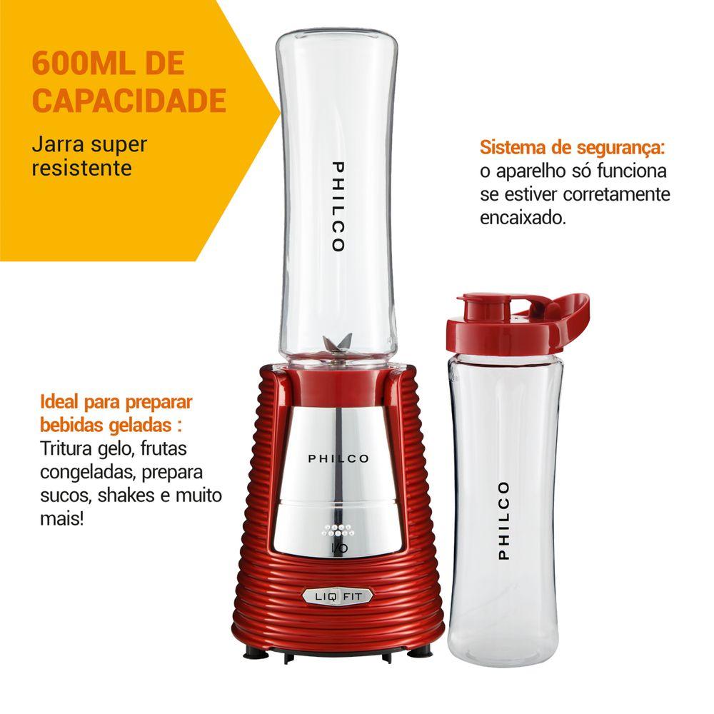 Liquidificador Philco Fit Retrô Blender Vermelho 300W - 4