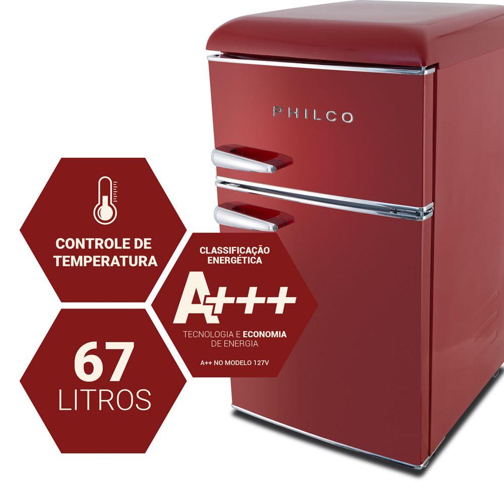 Frigobar Philco 87L Retrô Vermelho PFG100RV - 2
