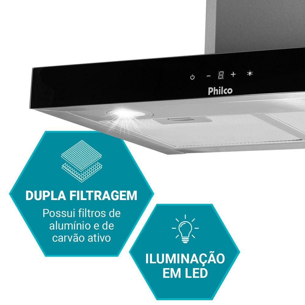 Coifa de Parede Philco 60cm Depurador e Exaustor PCO60I Flat - 4
