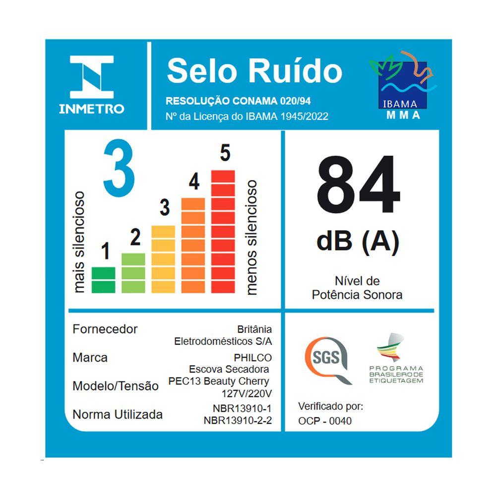 Escova Secadora Philco 4 em 1 Bivolt Soft Beauty Cherry - 8