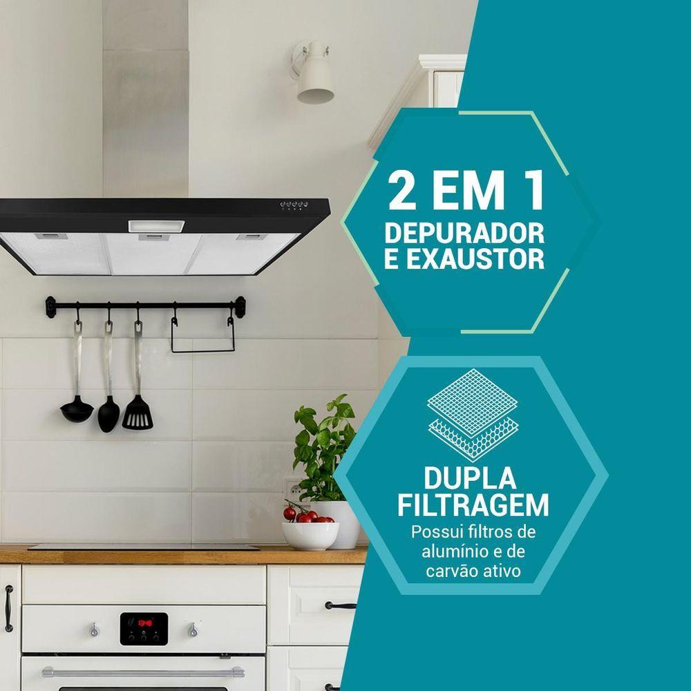Depurador e Exaustor Philco 80cm Preto 3 Velocidades PDR80P - 4
