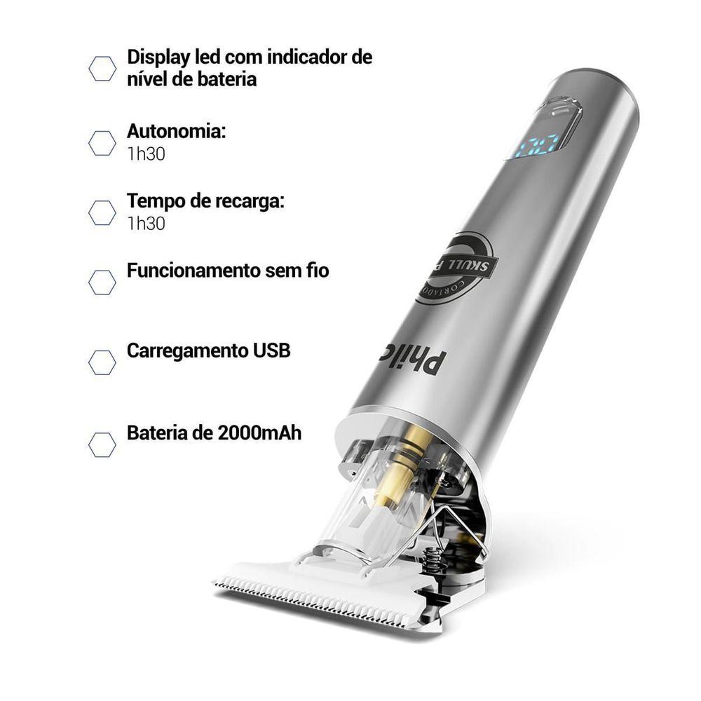 Máquina de Cortar Cabelo Philco Sem fio + Display Led PCRE1 - 5