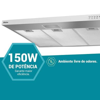 Depurador e Exaustor Inox Philco 3 Velocidades 150W PDR80I