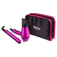 Kit Philco Prancha + Secador Travel Shine Rosa - 1