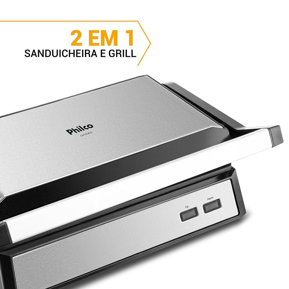 Grill Philco 2 em 1 PGR32 Chapa com Abertura 180° - 6