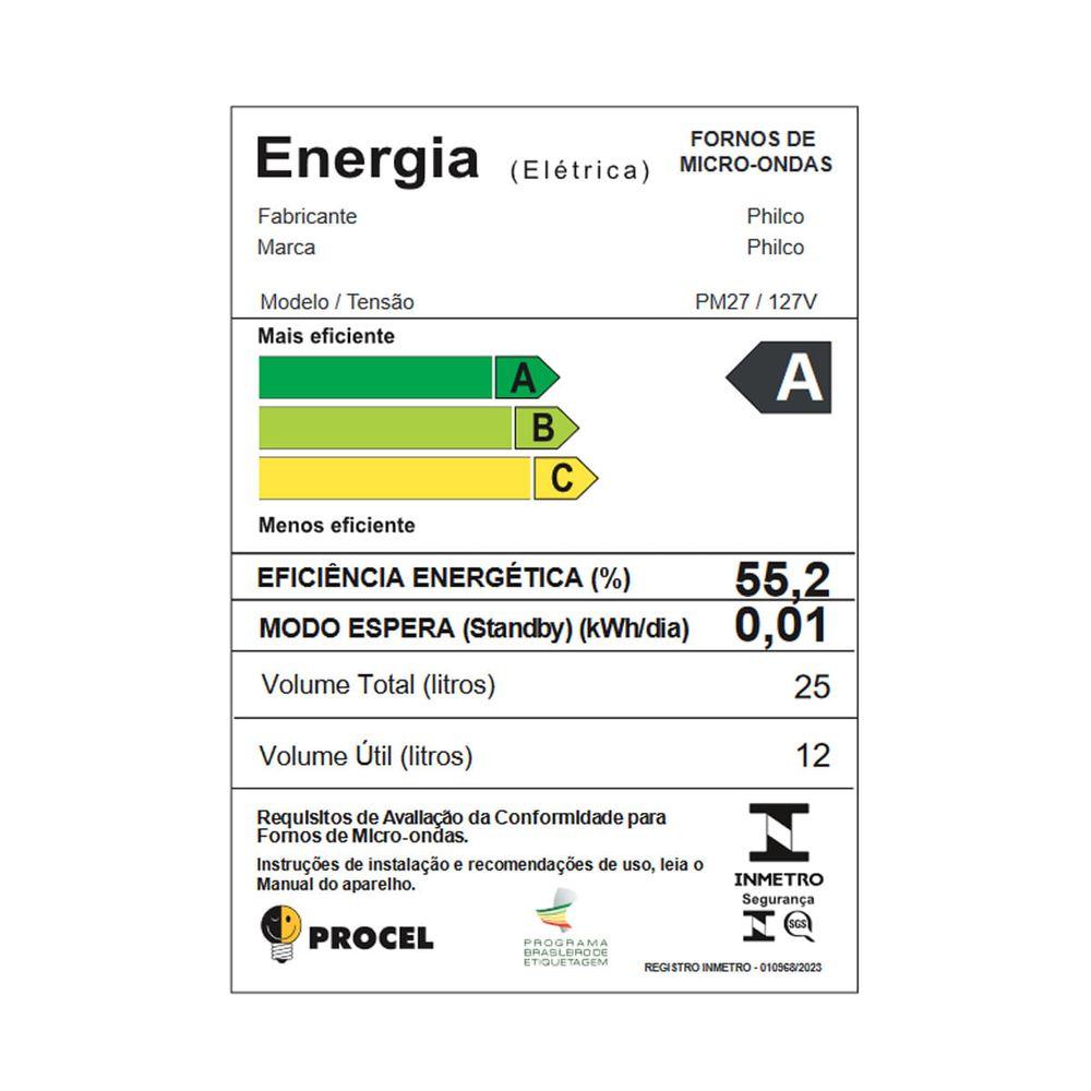 Micro-ondas Philco 25L Preto Função Tira Odor PM27 - 8