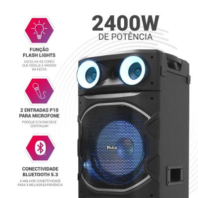 Caixa de Som Philco Extreme 2400W Flash Lights PCX24000