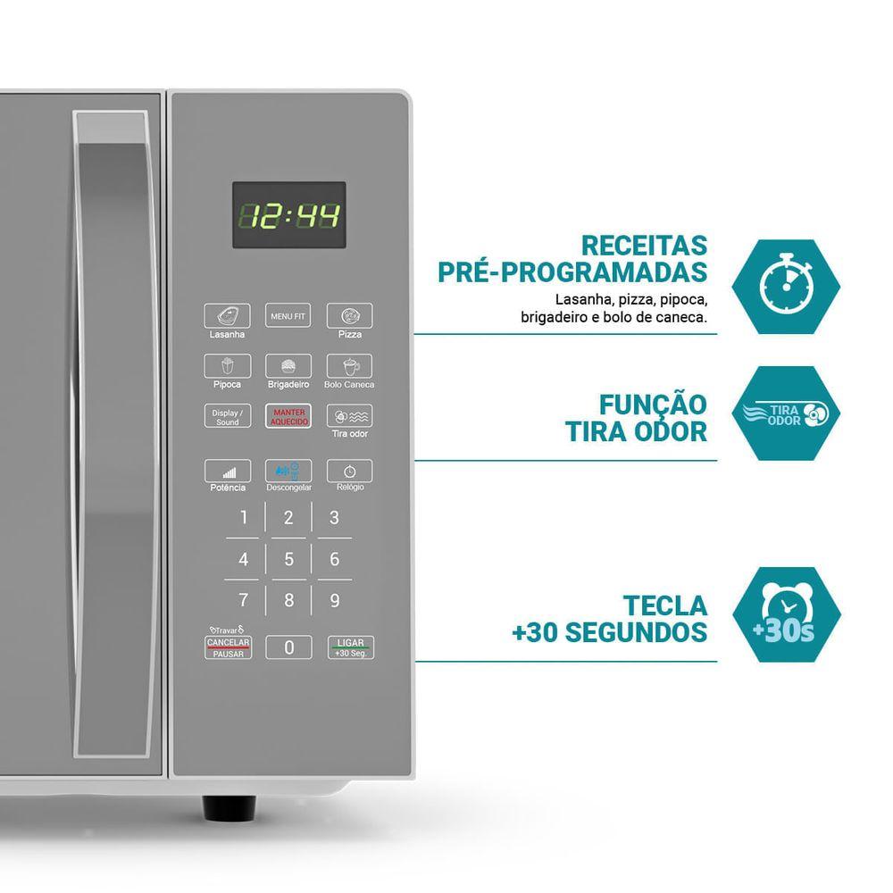 Micro-ondas Philco 25L Prata Espelhado Limpa Fácil PM26S - 3