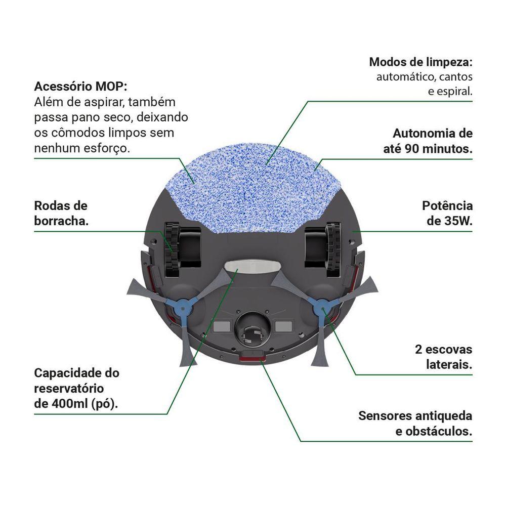 Aspirador Robô Philco Função MOP Seco Antiqueda PASE10 - 5