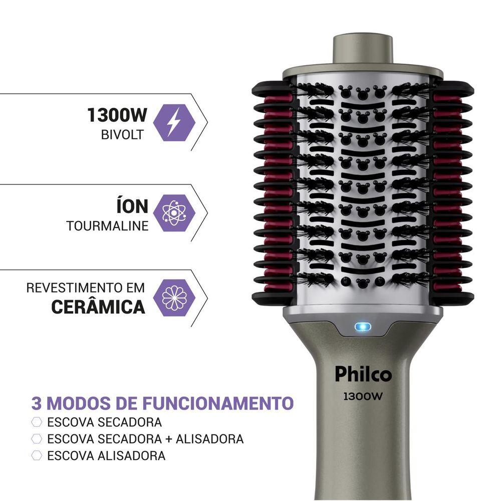 Escova Secadora Philco Bivolt 1300W Multicerdas 4 em 1 PES30 - 2