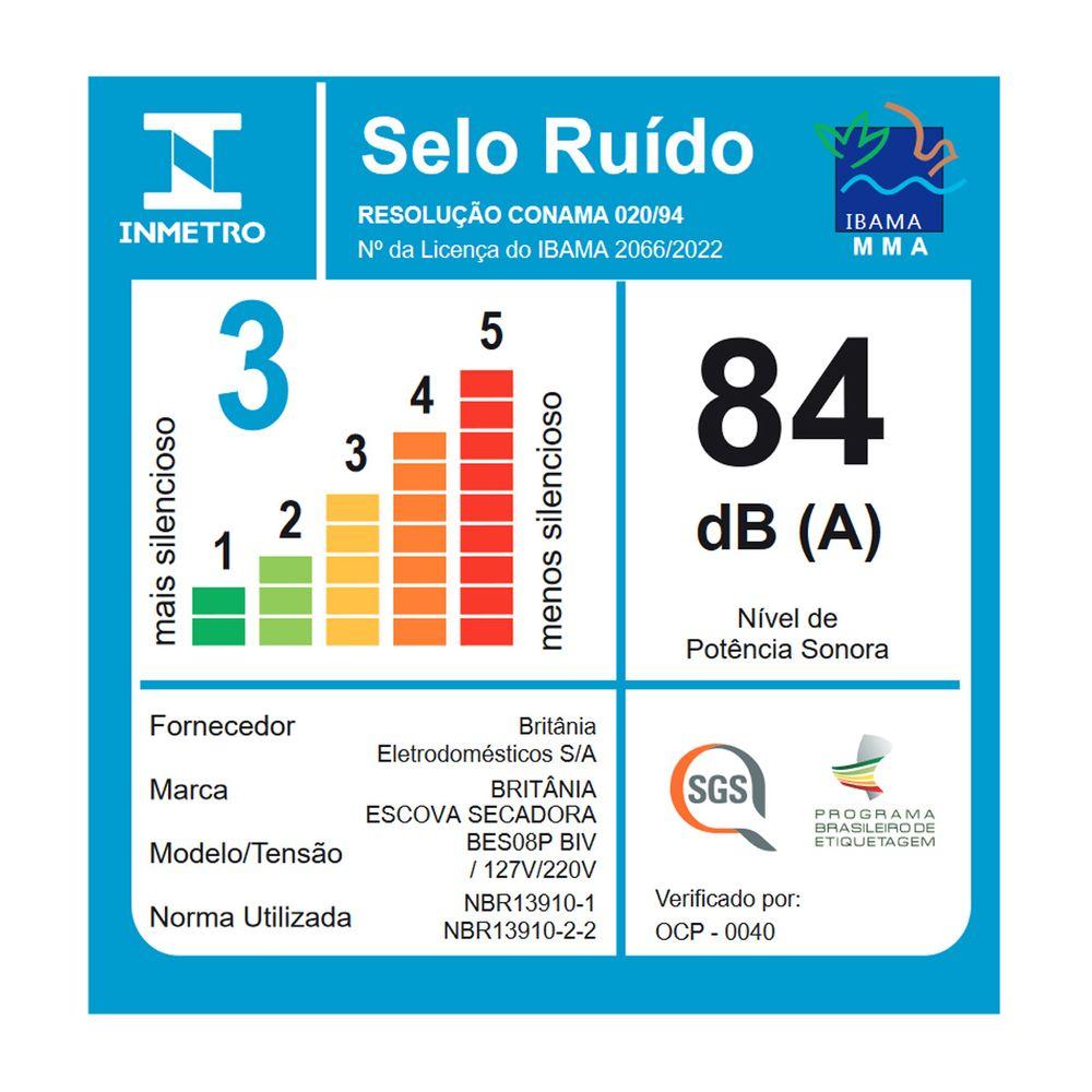 Escova Secadora Britânia 4 em 1 1300W Bivolt BES08P - 8