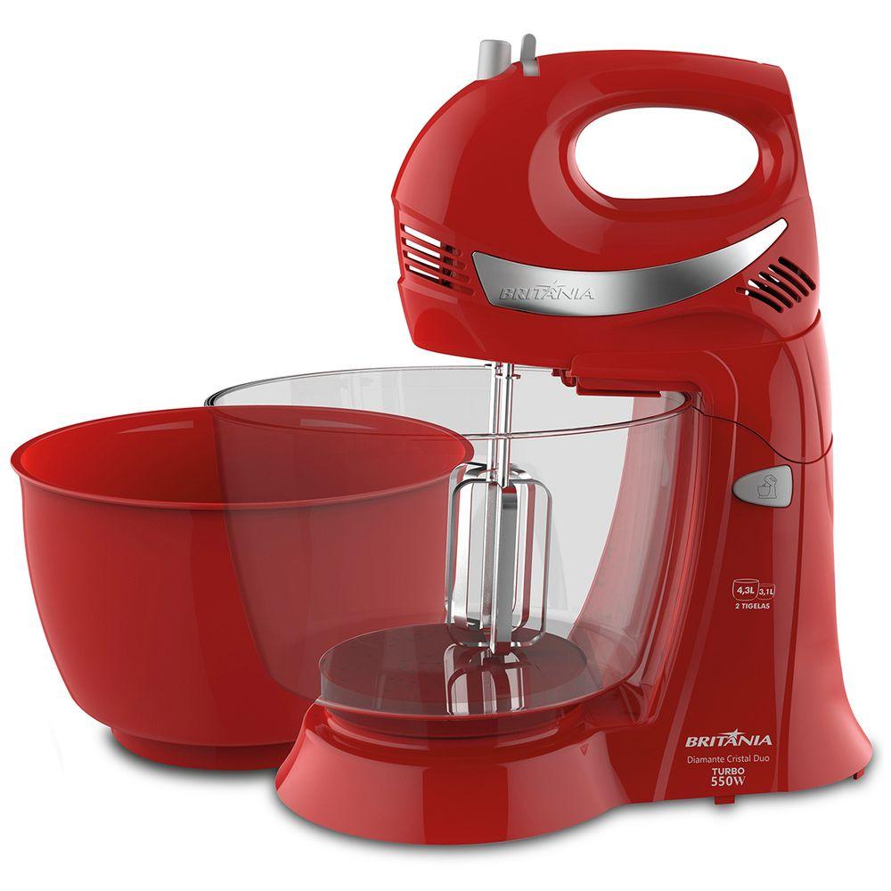 Batedeira Britânia Diamante Cristal Double Mixer Vermelha 550W - 1