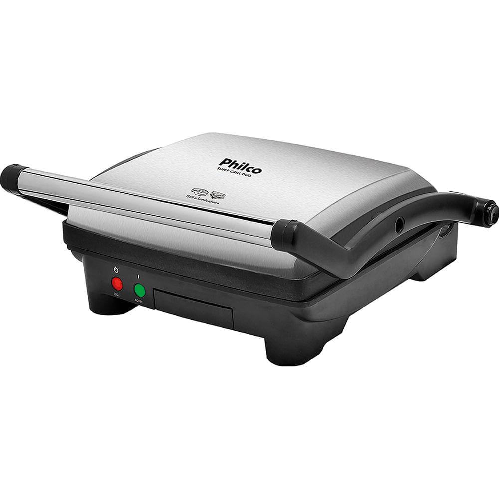 Super Grill Duo Philco 2 em 1 Abertura 180° Inox - 1