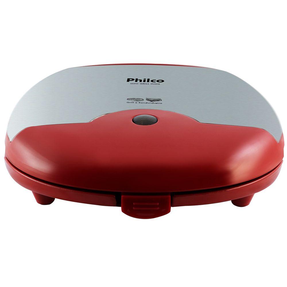 Mini Grill e Sanduicheira Philco Inox Vermelha 750W - 2
