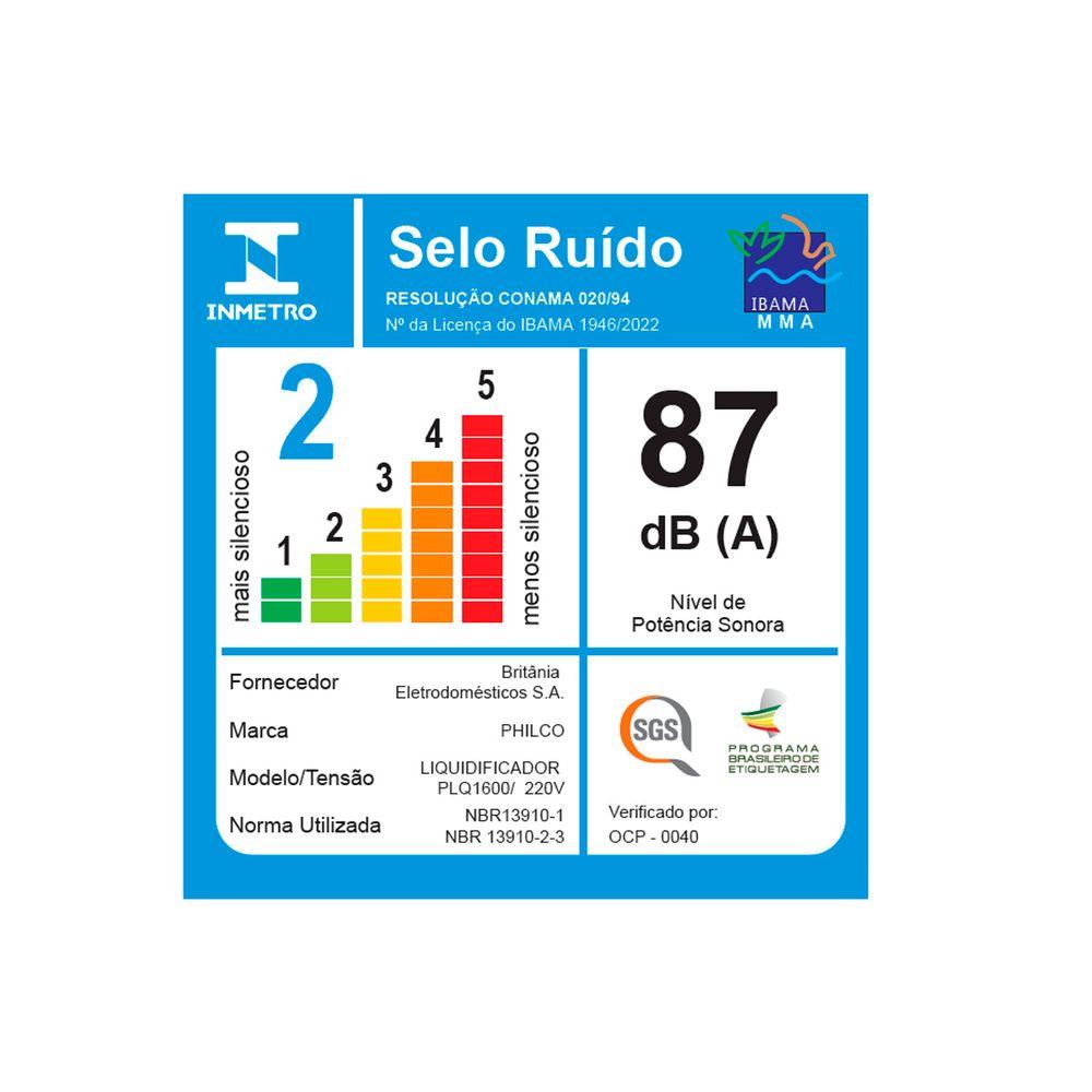 Liquidificador Philco PLQ1600V Turbo 1200W Easy Smart 3L - 7