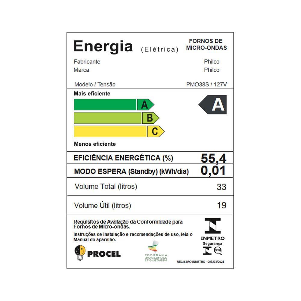 Micro-ondas 33L Philco PMO38S Limpa Fácil 1400W - 6