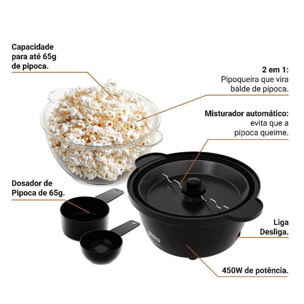 Pipoqueira Elétrica Philco 2 em 1 Antiaderente 65g PPIE03A - 5