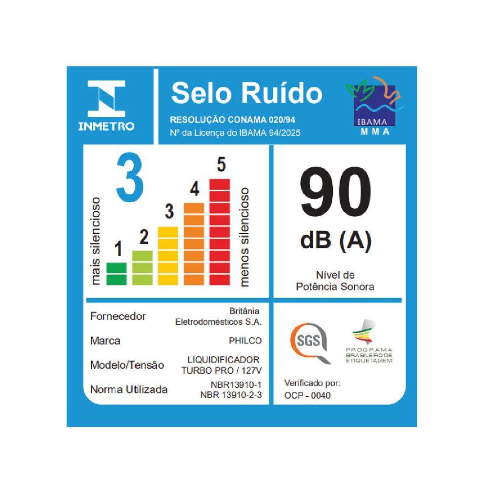 Liquidificador Philco 1200W 3L 12 Velocidades Turbo Pro - 7