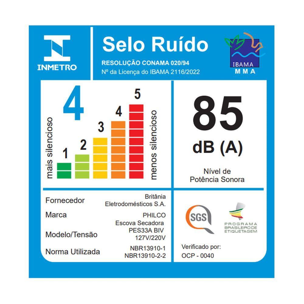 Escova Secadora Philco Íons Tourmaline 1300W Bivolt PES33A - 10