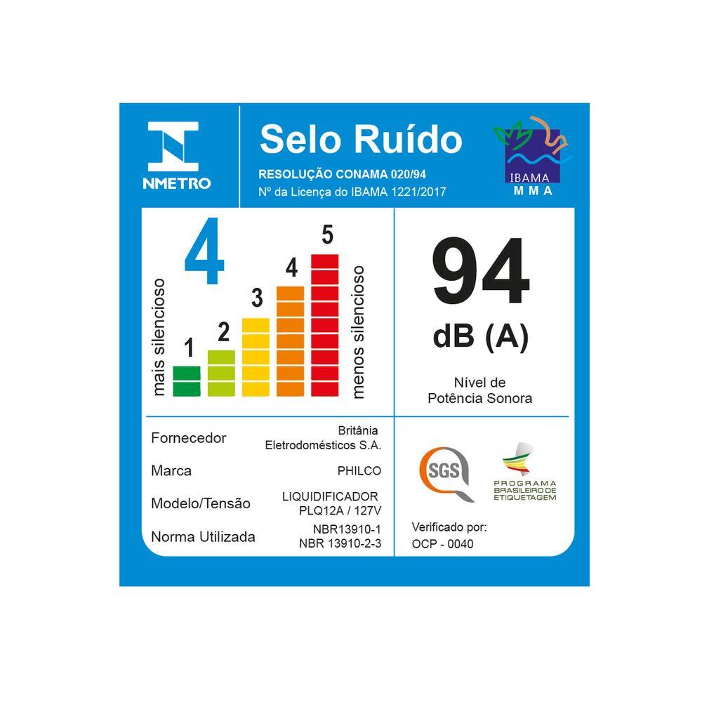 Liquidificador Philco 1200W 3L 12 Velocidades Cinza PLQ12A - 6