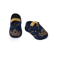 Meia Sapatilha Azul Marinho Bebê Menina Coroa - 1