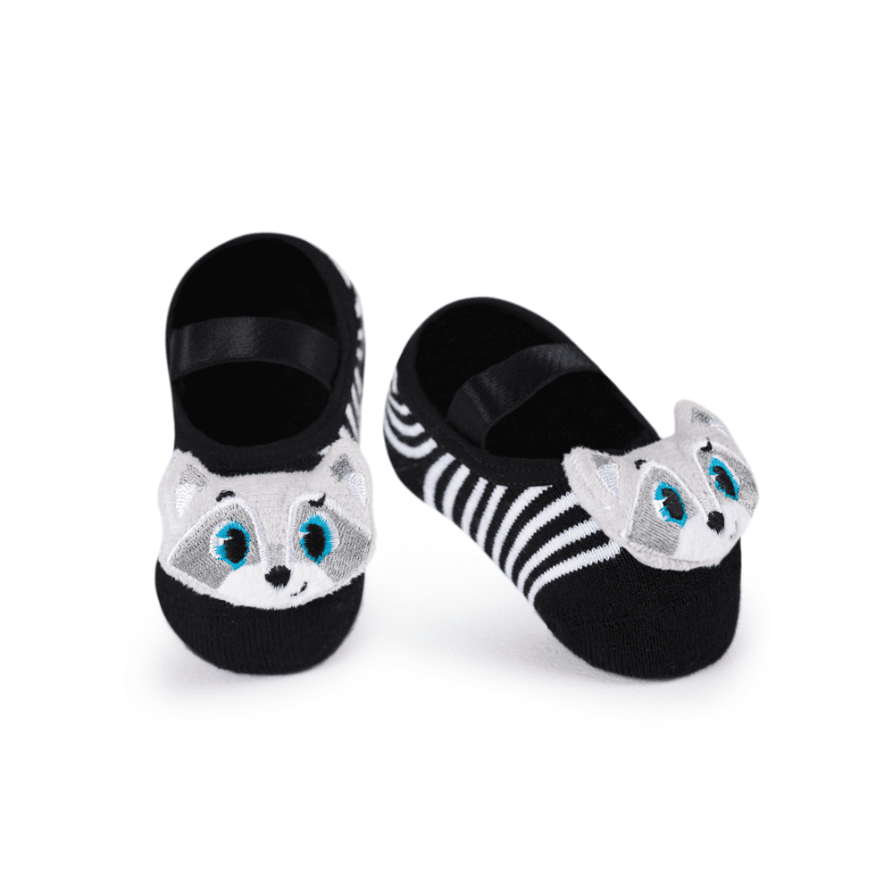 Meia Menino Sapatilha com Antiderrapante e Aplique Guaxinim - 1