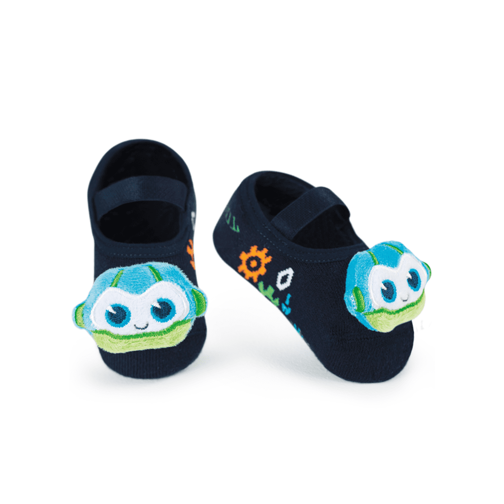 Meia Menino Sapatilha com Antiderrapante e Aplique Robôs - 1