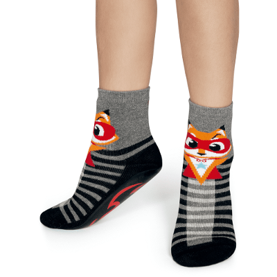 Meia Menino Soquete com sola emborrachada Guaxinim