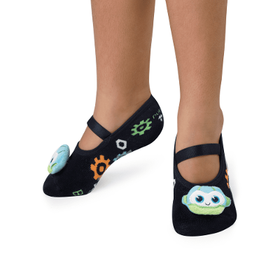 Meia Menino Sapatilha com Antiderrapante e Aplique Robôs