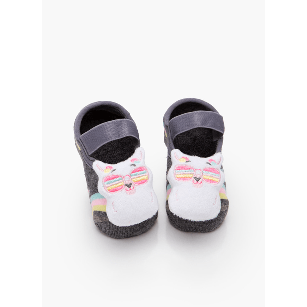 Meia Menina Sapatilha com Antiderrapante e Aplique Lhama - 1