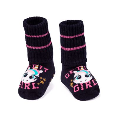 Meia Menina Botinha Antiderrapante Unicórnio