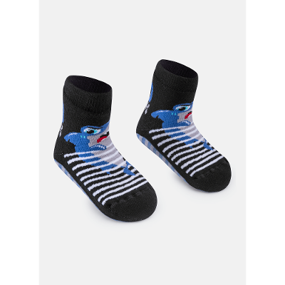 Meia Menino Soquete com sola emborrachada Tubarão Robô