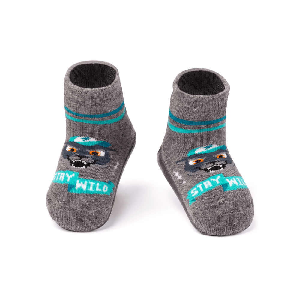 Meia Menino Soquete com sola Emborrachada Pantera - 1