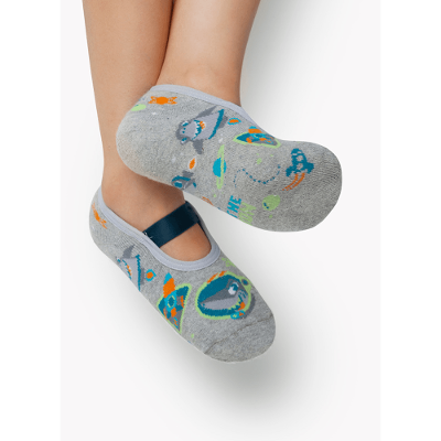 Meia Menino Sapatilha com Antiderrapante Tubarão