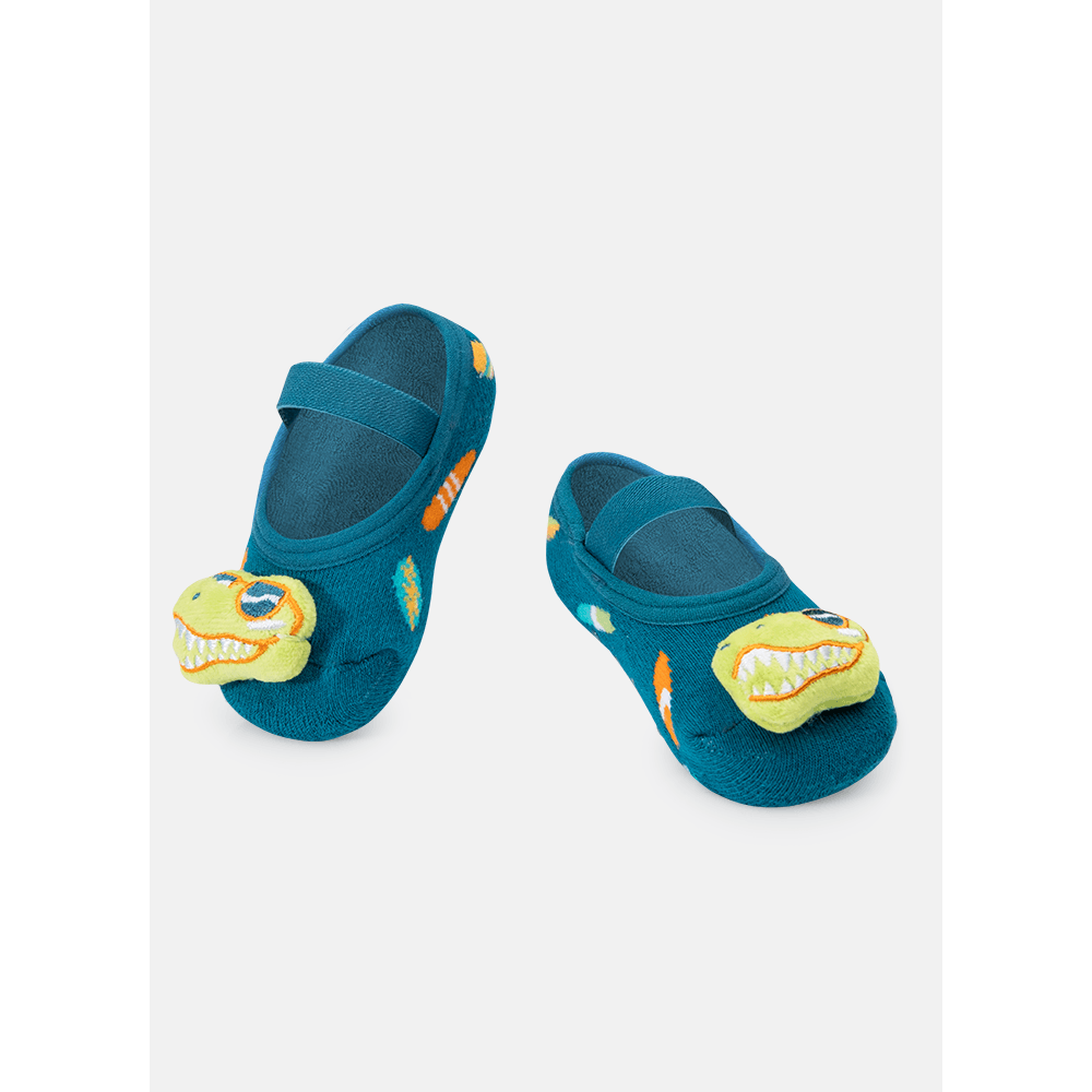 Meia Sapatilha com Antiderrapante e Aplique Bebê Menino Dino Surf - 1