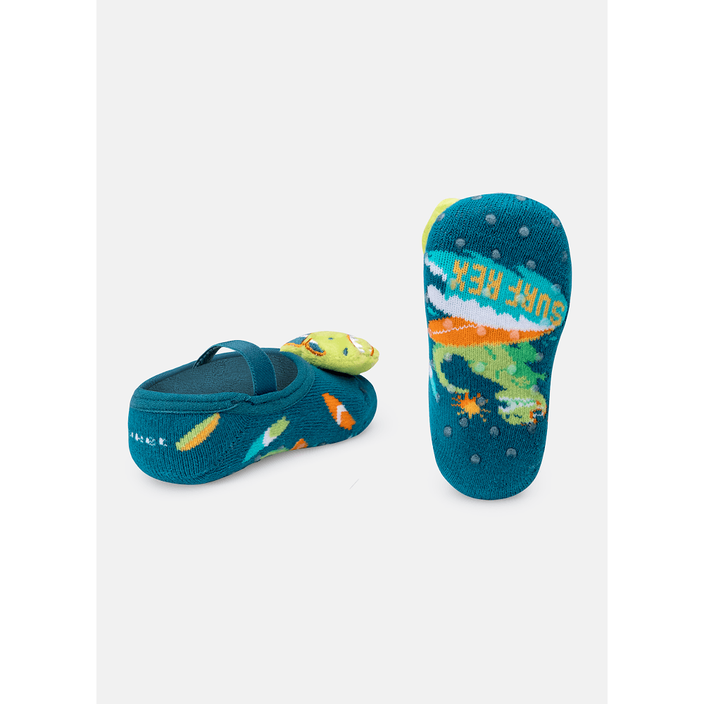Meia Sapatilha com Antiderrapante e Aplique Bebê Menino Dino Surf - 2