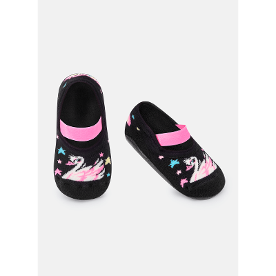 Meia Menina Sapatilha com sola emborrachada Cisne Rainbow