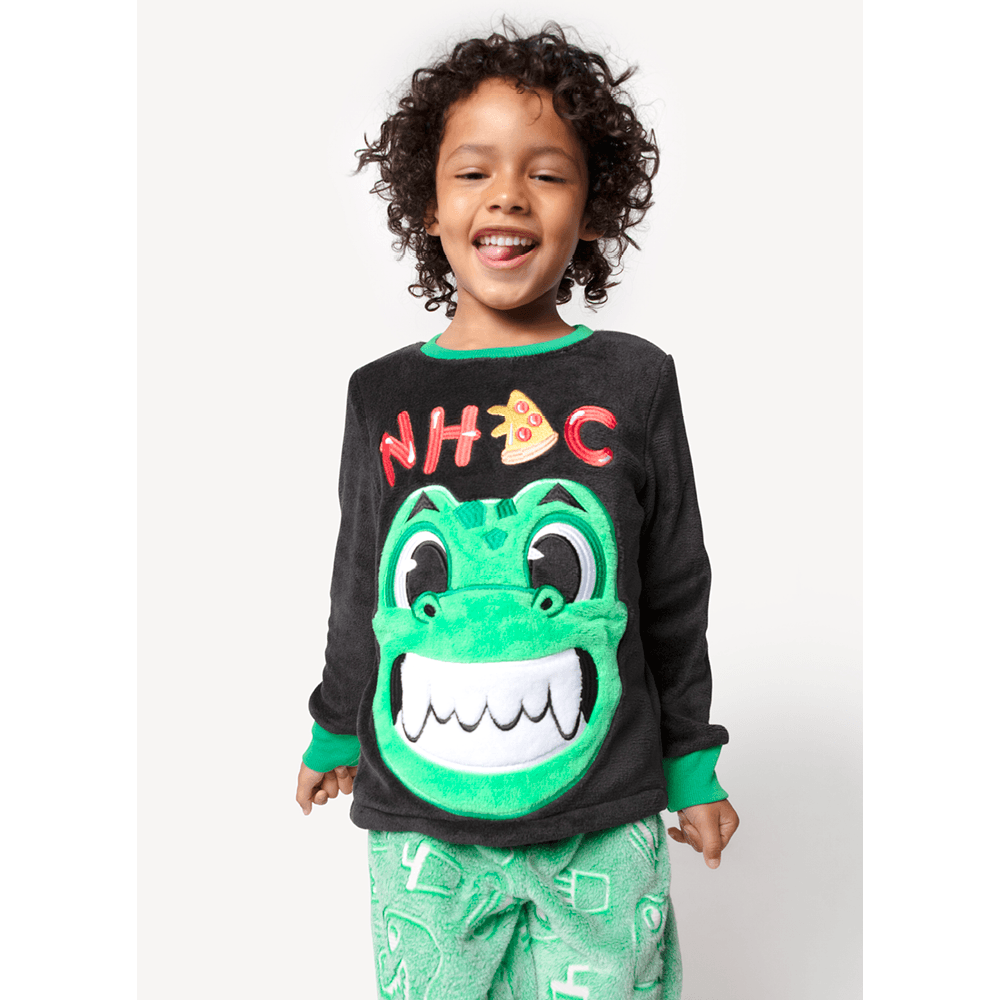 Pijama Manga Longo Menino Teen Soft Dino Food - Brilha no Escuro - 5