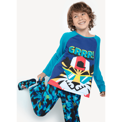 Pijama Manga Longa Viscolycra Menino Teen Tigre