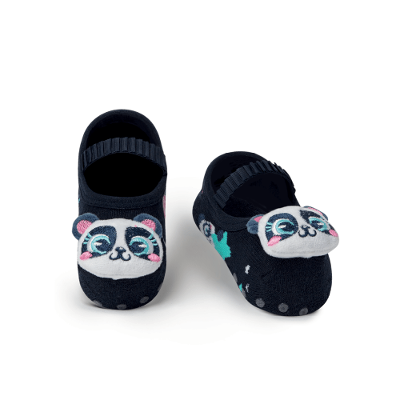 Meia Menina Sapatilha com Antiderrapante e Aplique Panda Shake