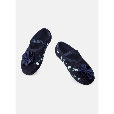 Meia Menina Sapatilha com Antiderrapante e Aplique Flor