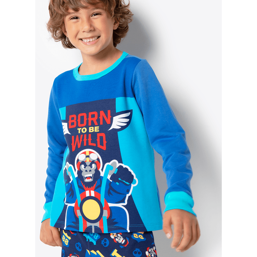 Pijama Manga Longa Menino Viscolycra Premium Gorila Rider - 2