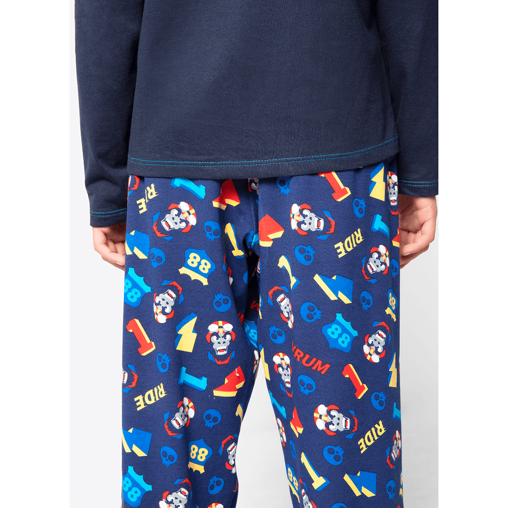 Pijama Manga Longa Menino Viscolycra Gorila Rider - 3